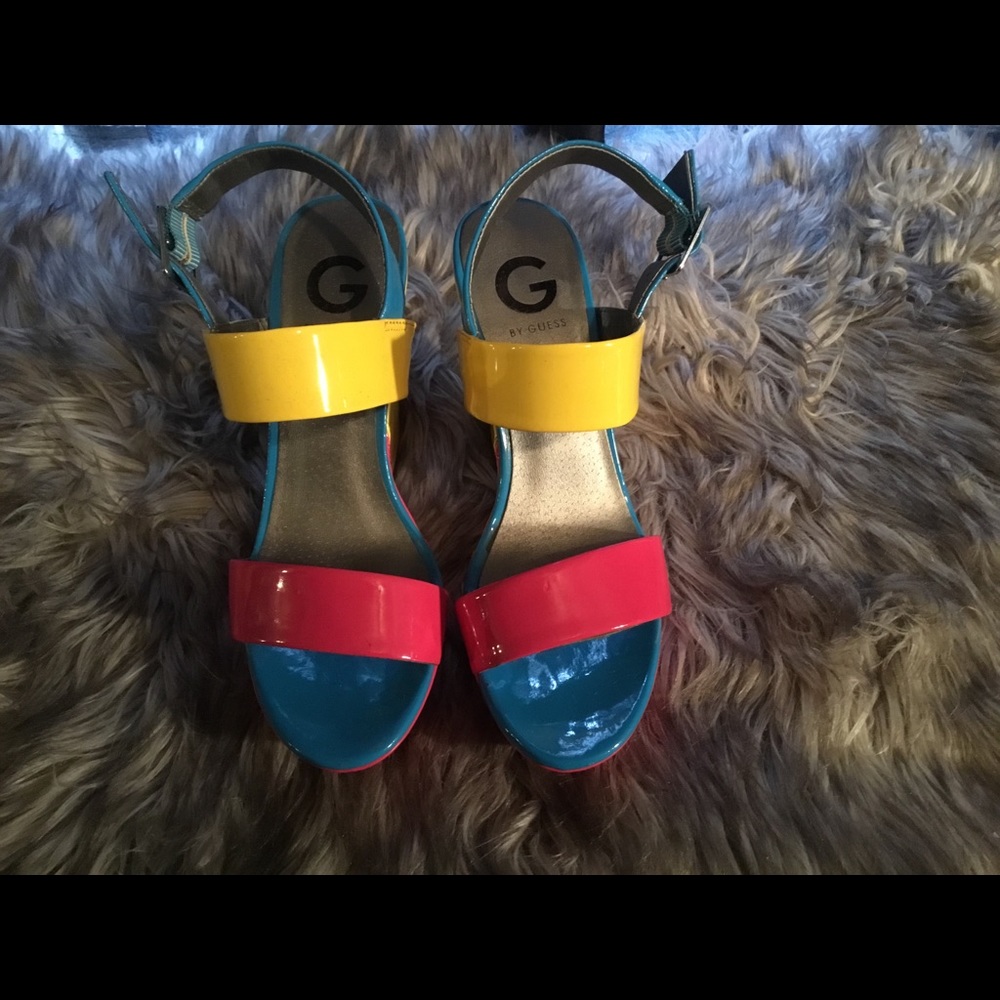 Guess wedge sandals, size 7, pre-owned